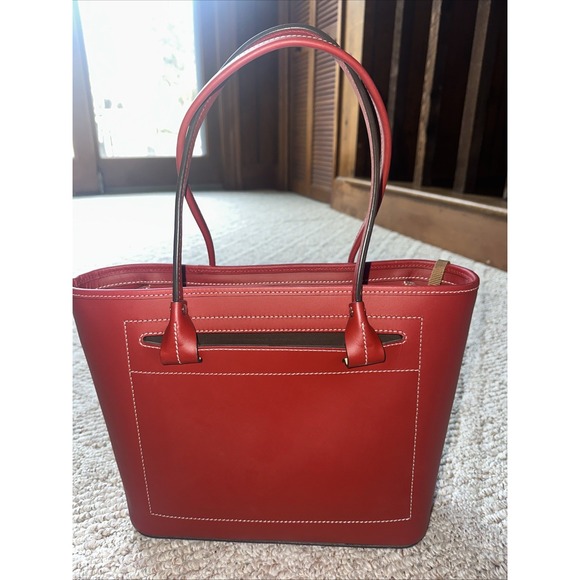 WOMENS Dooney & Bourke Leather Beacon Collection Slip Tote PURSE RED RTL$298 EUC - Picture 3 of 5